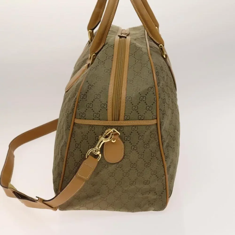 GUCCI GG Canvas Boston Bag Gold Beige